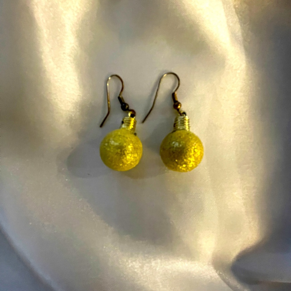 Gold Christmas Ball Ornament Earrings